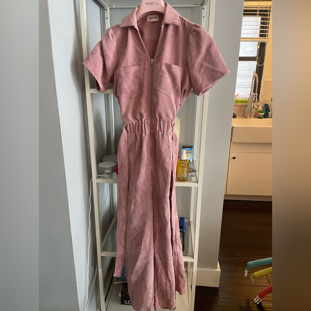 Sugar lips Pink corduroy jumpsuit XS